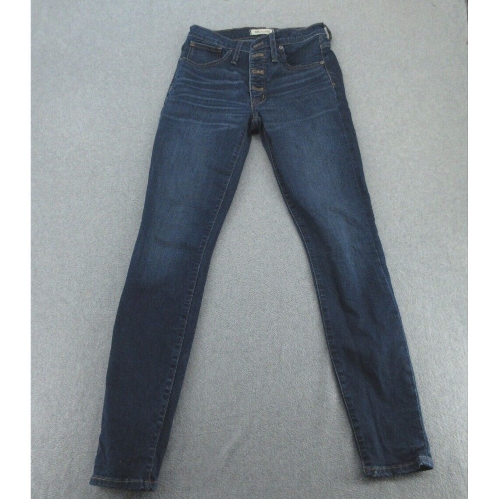 Madewell Womens Jeans 9 High-Rise Skinny Dark Blue Button Fly Tall 27T